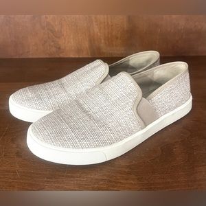 Vince Blair Linen & Leather Straw Slip On Sneakers NWOT